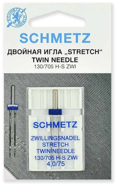Иглы Schmetz стрейч двойные 130/705 H-S ZWI 4,0/75, 1 шт в Краснодаре